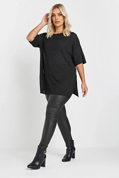 Stil Diva Plus Size Wide Neck Half Sleeve Slit Thin Blouse 303675