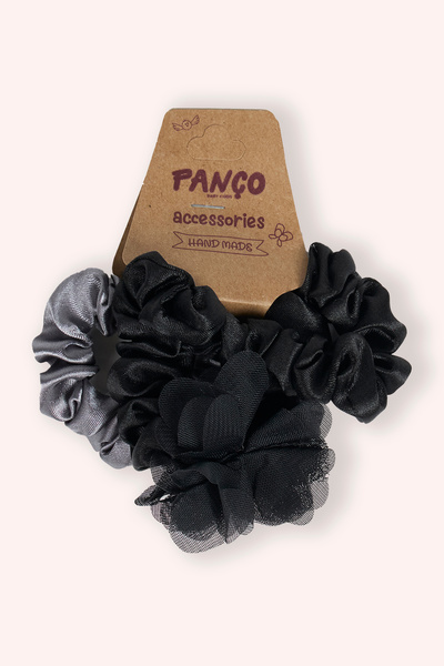 Panço Kız Çocuk 3'lü Siyah-Gri Toka Seti