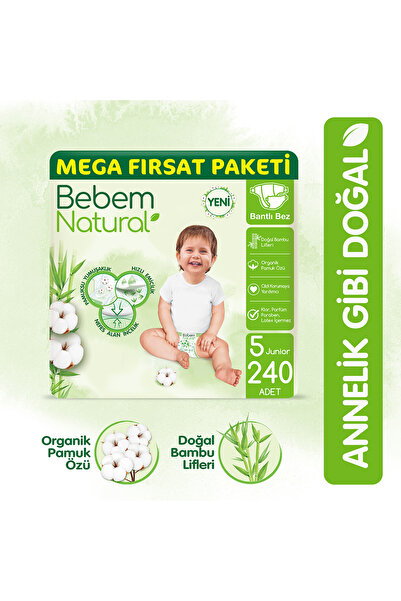 Bebem Natural Bebek Bezi 5 Beden Junior Mega Fırsat Paketi 240 Adet