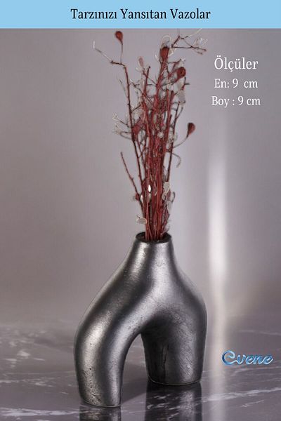 Evene 7 Model Colorful Silver Antique Vase - Small Vase, Tabletop Vase, Home Decoration