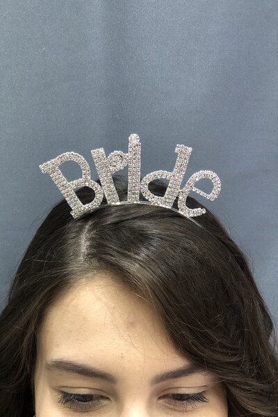 Limelia تاج العروس السميك بحجر فضي