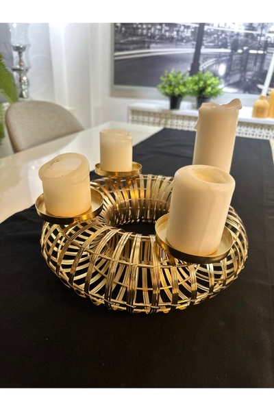 Decamor home Gold Rengi Metal Dekoratif Mumluk (Mum Dahil Değildir )