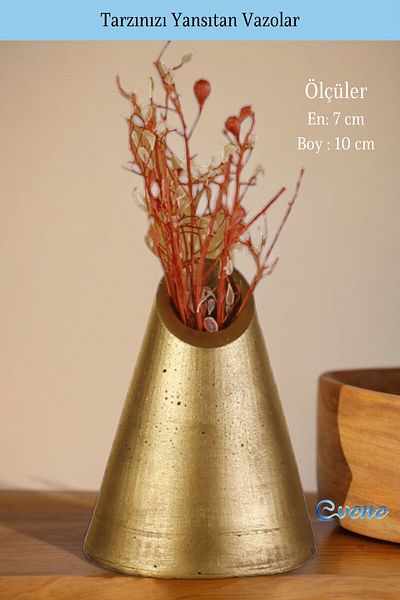 Evene 9 Model Vase - Small, Table Top, Home Decoration, Gold Antique Color