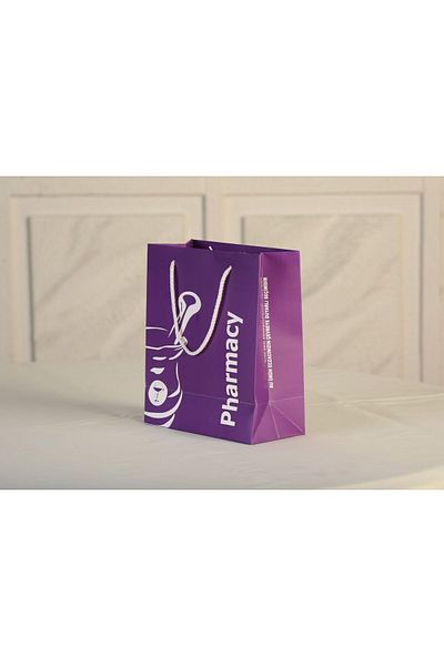 ÇABUKLAR Purple Gusseted Pharmacy Cardboard Bag - 25 Pieces (20X10X23.5 cm)