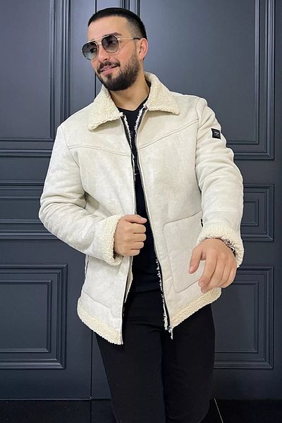 MİSHAR İTALİA Ανδρικό παλτό από πέτρινο καστόρι με γούνα εσωτερικά