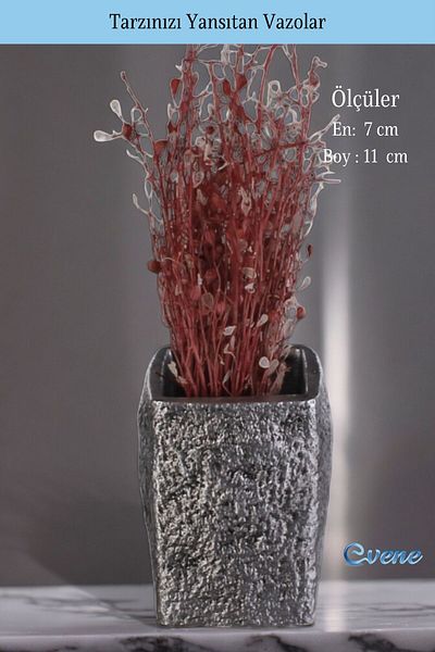 Evene Small Vase - Table Top Vase, Home Decoration, Silver Antique Color Model 40