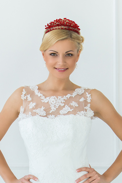 Limelia Coroana de nuntă de mireasă bordeaux - Coroana de henna cu pietre de ...