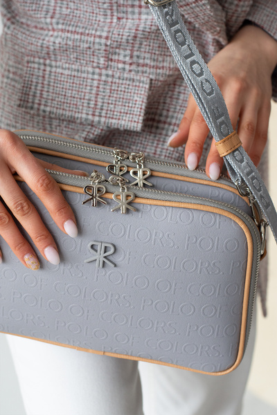 ImPolo Lili Krem Kamel Empirme Baskı Üç gözlü Kadın Omuz Çantası 17x28 Ebatında