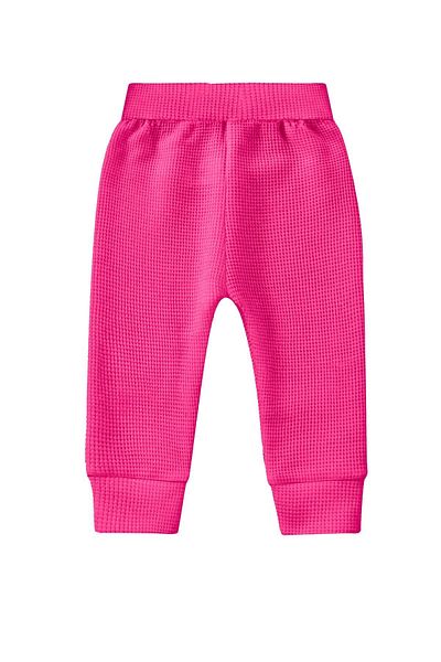 LUESS Girls' Cotton Waffle Pants - Fuchsia, Elastic Waist and Leg (3-4 Years 8-9 Years)