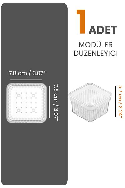 Meleni Home Clear Modular Drawer and Makeup Jewelry Organizer - 7.8 X 7.8cm Office Organizer