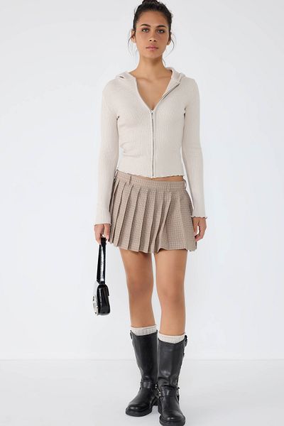 No Matter What Beige Hooded Zip-Up Knit Cardigan