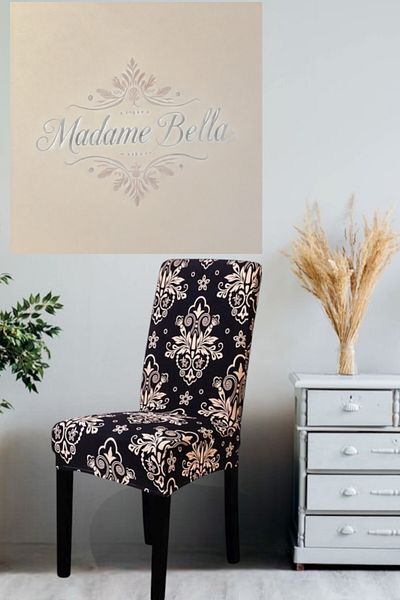 MADAME BELLA Οθωμανικό σχέδιο - Αντιολισθητικό ελαστικό ψηφιακό κάλυμμα καρέκλας, μέγεθος 45x45x60