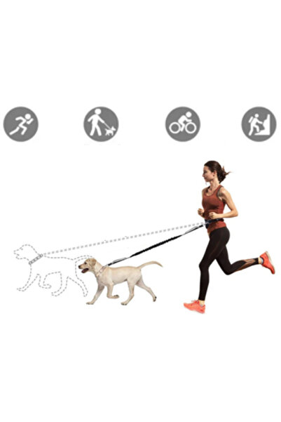 PAKEWAY Ayarlanabilir Bel Çantalı,Eller Serbest,Uzayabilir-Kısalabilir Lastikli Köpek Gezdirme Kayışı