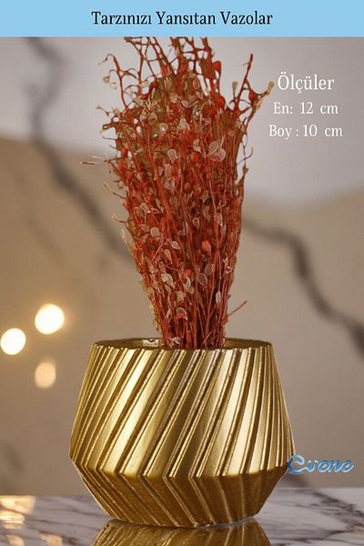 Evene Home Decoration Vase - Small, Table Top and Gold Color Model 48