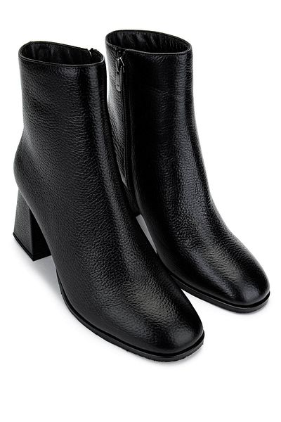 Tamer Tanca Women's Genuine Leather Black Floater Heeled Boots
