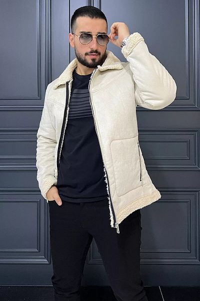MİSHAR İTALİA Ανδρικό παλτό από πέτρινο καστόρι με γούνα εσωτερικά