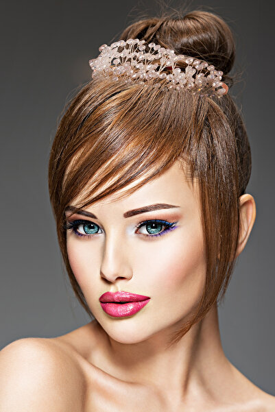 Limelia Coroana de mireasa si nunta - cu cristale intregi, culoare argintie