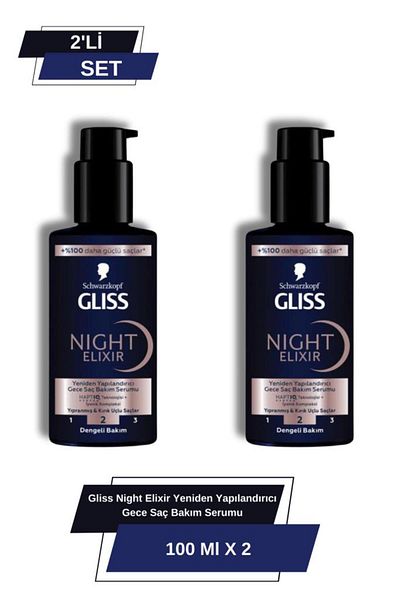 Gliss Night Elixir Restrukturing Night Hair Care Serum Set of 2
