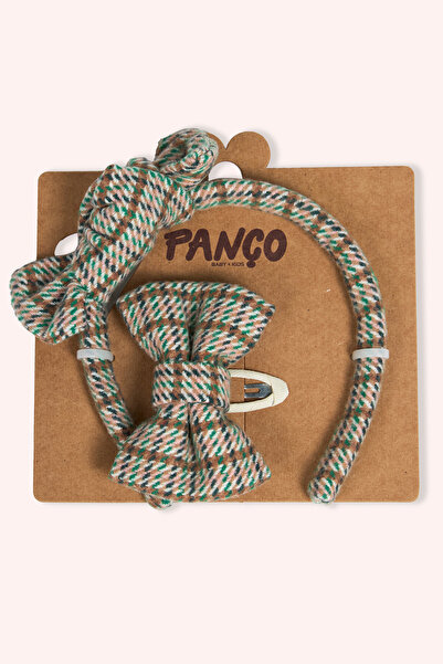 Panço Kız Çocuk Fiyonk Detaylı Kahverengi Taç Ve Toka Seti