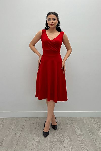 giyimmasalı Rochie cu bretele la guler dublu - rosie
