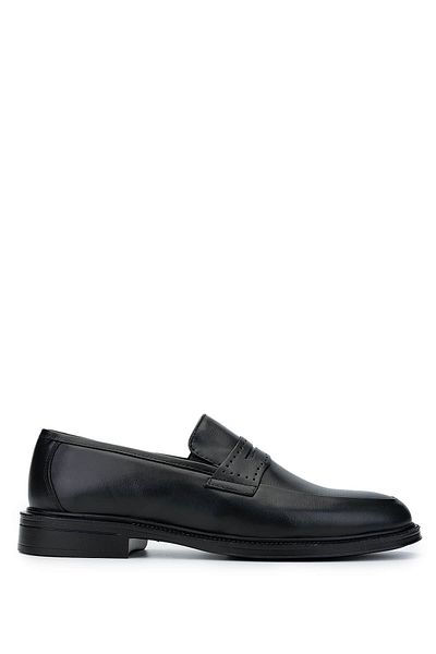 Tamer Tanca Men's Genuine Leather Black Loafer Shoes