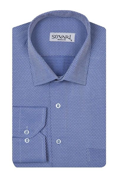 SÜVARİ Ανδρικό πουκάμισο Cavalry Loose Fit Dobby Blue με τσέπες