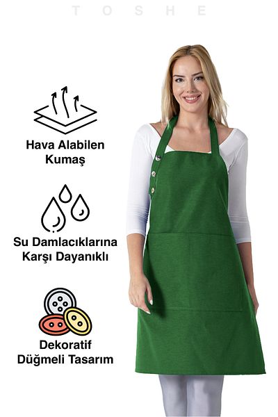 TOSHE Kitchen Apron Waterproof Chef Apron with 2 Wide Pockets Barista Apron Apron