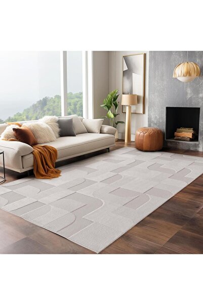Adalizza Modern Krem Renkli Geometrik Desenli Bohem Salon Mutfak Mekan Teras ...