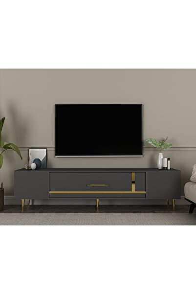 DEMONTE DECOR DEKOP1DD TV SEHPASI ANTRASİT-ALTIN