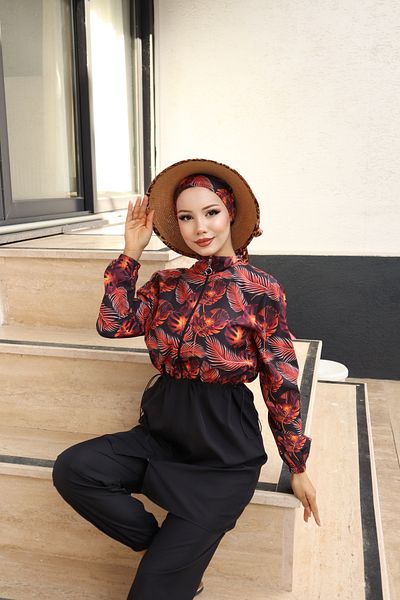 Atelier Lina Leyla 3-Piece Full Covered Hijab Swimsuit with Adjustable Elastic Waist and Water Repellent Fabric