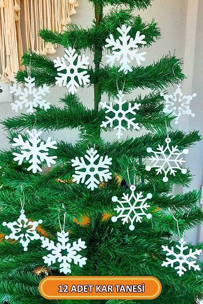 garaccu Christmas Tree White Snowflake Ornaments 12-Piece Snowflake