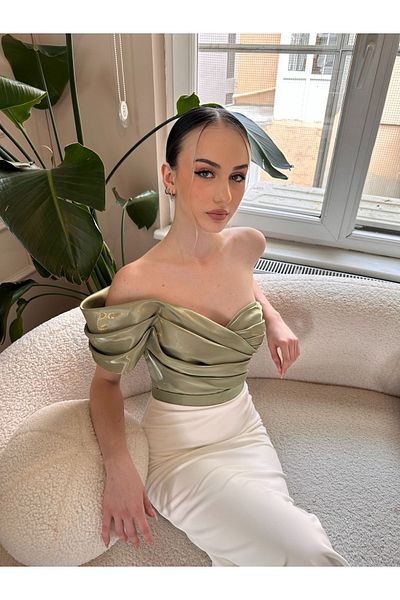 Seri One Shoulder Double Color Midi Length Evening Dress Wedding Engagement Graduation