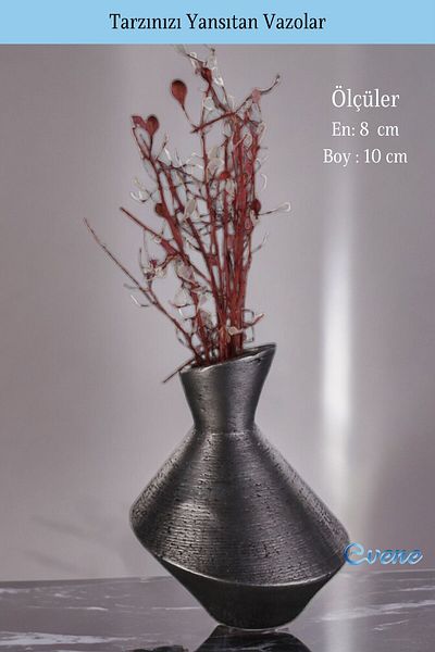 Evene Small Vase - Table Top Vase, Home Decoration, Silver Antique Color Model 4