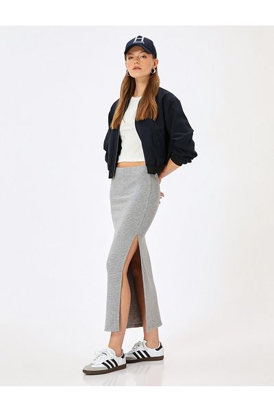 Koton High Waist Midi Knitwear Skirt - Slit Detail