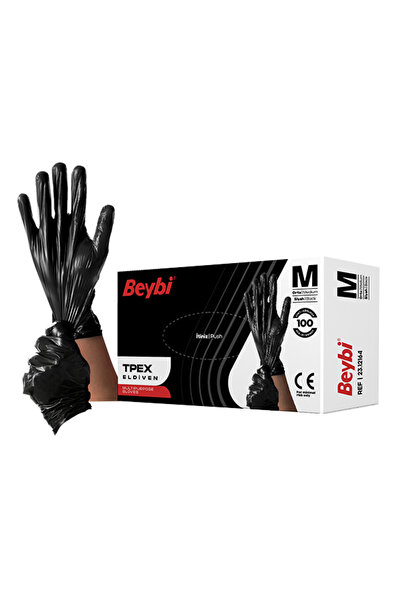 Beybi قفازات TPEX باللون الأسود - صندوق مكون من 100 قطعة مقاس S