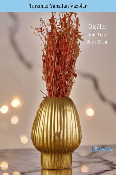 Evene Small Vase for Home Decoration - Table Top and Gold Color Model 13