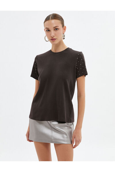 Koton Κοντομάνικο T-Shirt Shiny Stone Crew Neck Βαμβακερό