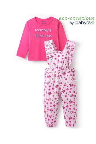 Babyoye قميص داخلي بأكمام كاملة من القطن بنسبة 100% صديق للبيئة مطبوع عليه زه...