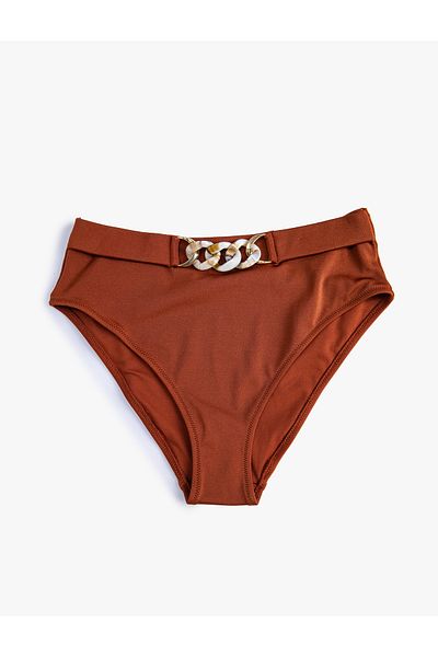 Koton Parte de jos de bikini cu talie înaltă, cu detaliu pentru accesorii cu lanț