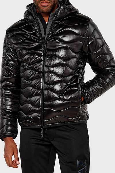 EA7 Men's Shiny down Jacket - Hooded, Regular Fit Coat 6Dpb47 Pnhtz 1200