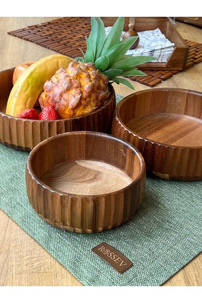 ROSSEV Acacia 3-Piece Bowl Set