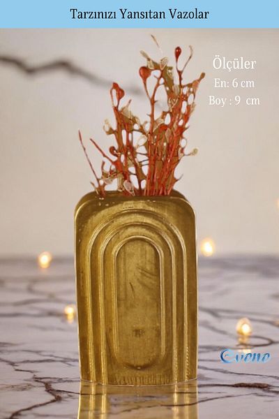 Evene Home Decoration Vase - Small, Table Top, Gold Color, Model 18