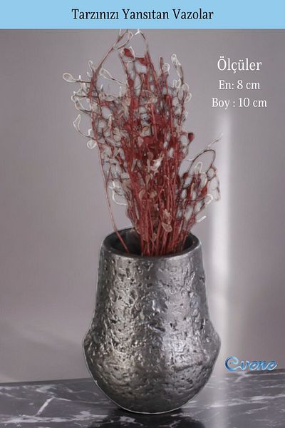 Evene Small Vase - Table Top Vase, Home Decoration, Silver Antique Color Model 11