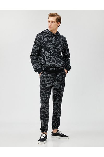 Koton Jogginghose mit Totenkopf-Print und Spitzen-Taillentasche