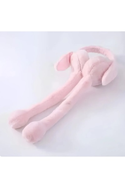 Online Oynar Kulaklı Hareketli Sesli Tavşan Kulaklı Peluş Kulaklık PEMBE