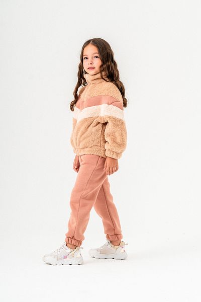Eray Kids Zippered Girls' High Top Fleece Sweatshirt - Tracksuit Set