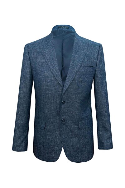 SÜVARİ Süvari Bol Kesim 6 Drop Mavi Desenli Tek Ceket