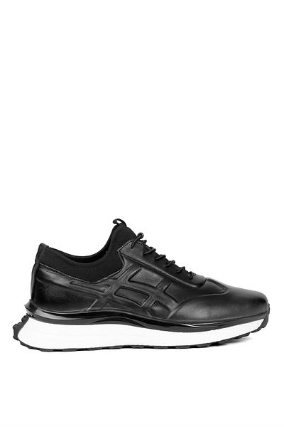 Ayakkabı Fuarı Elit 24KNbl4024C - Ανδρικά μαύρα παπούτσια casual από γνήσιο δέρμα