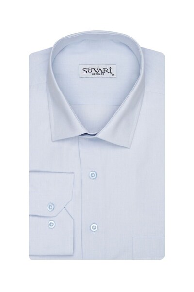 SÜVARİ Bol Kesim Düz Açık Mavi Erkek Gömlek