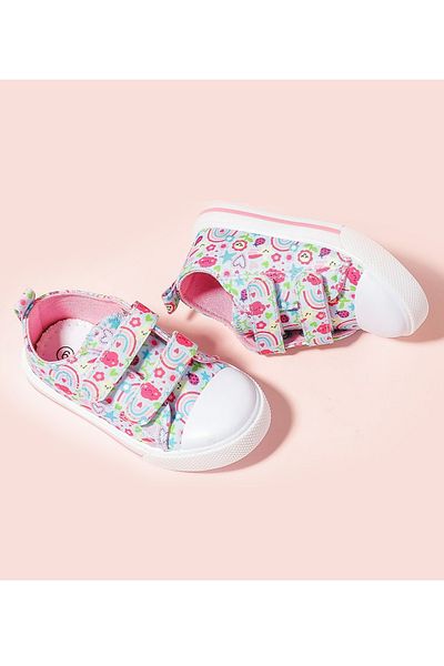 SAPS Floral All Over Printed Hook & Loop Closure Canvas Shoes - Multi Color